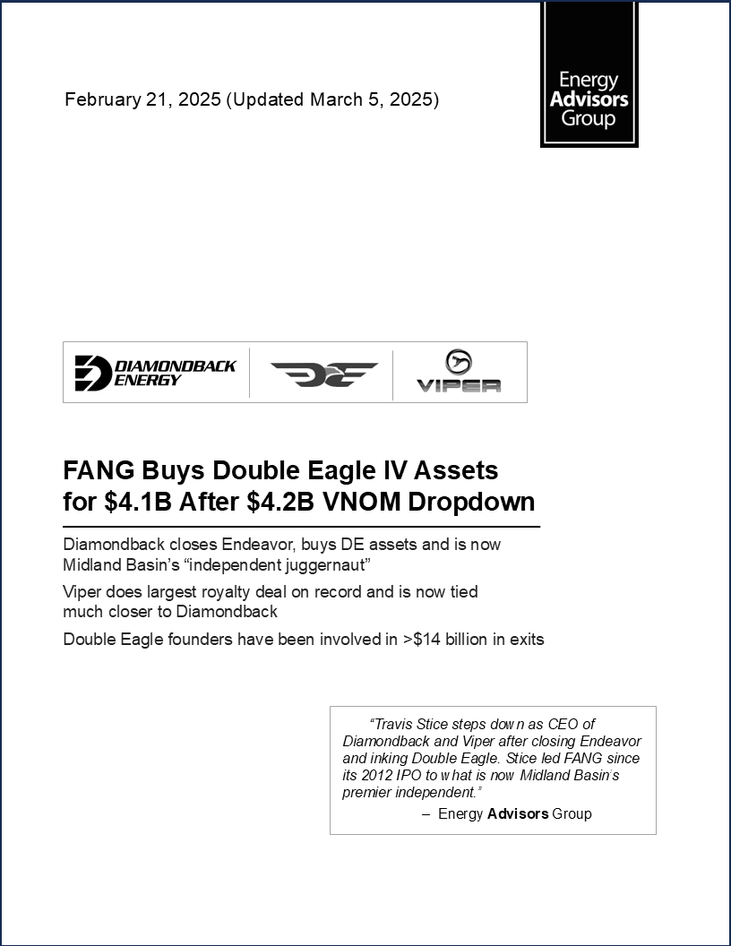 DEAL ALERT (FANG, DE IV, VNOM) - Energy Advisors Group DEAL ALERT (FANG, DE IV, VNOM)
